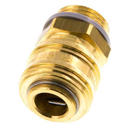 Brass DN 7.2 (Euro) Air Coupling Socket G 1/2 inch Male HEX 24