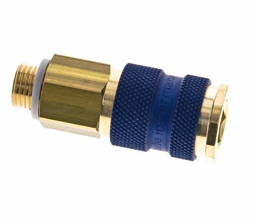 Brass DN 7.2 (Euro) Blue-Coded Air Coupling Socket G 1/4 inch Male