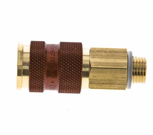 Brass DN 7.2 (Euro) Brown-Coded Air Coupling Socket G 1/4 inch Male