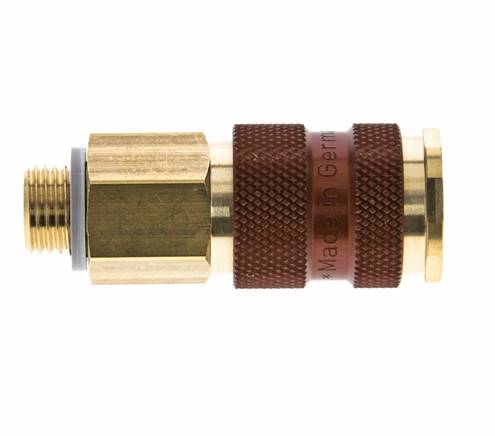 Brass DN 7.2 (Euro) Brown-Coded Air Coupling Socket G 1/4 inch Male