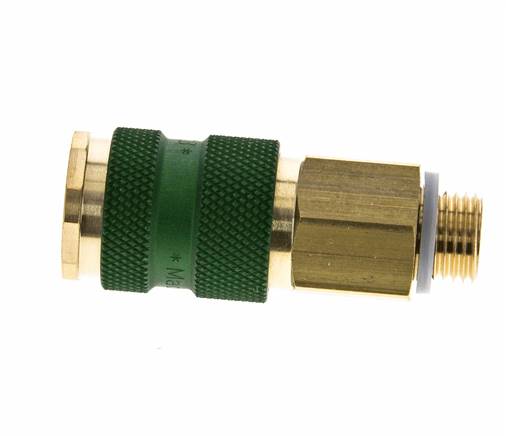 Brass DN 7.2 (Euro) Green-Coded Air Coupling Socket G 1/4 inch Male