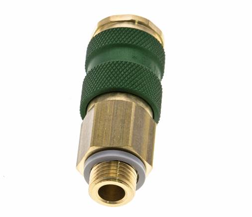 Brass DN 7.2 (Euro) Green-Coded Air Coupling Socket G 1/4 inch Male