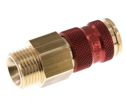Brass DN 7.2 (Euro) Red-Coded Air Coupling Socket G 1/2 inch Male