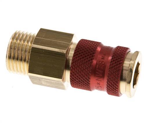 Brass DN 7.2 (Euro) Red-Coded Air Coupling Socket G 1/2 inch Male