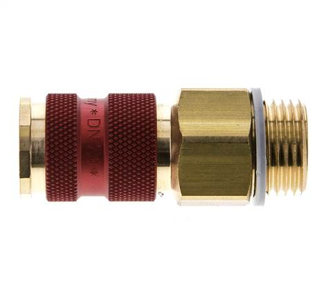 Brass DN 7.2 (Euro) Red-Coded Air Coupling Socket G 1/2 inch Male