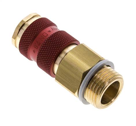 Brass DN 7.2 (Euro) Red-Coded Air Coupling Socket G 1/2 inch Male