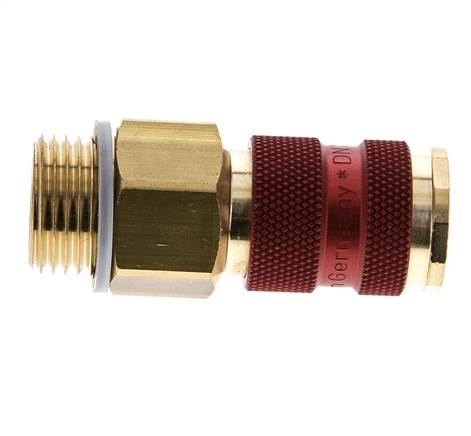 Brass DN 7.2 (Euro) Red-Coded Air Coupling Socket G 1/2 inch Male