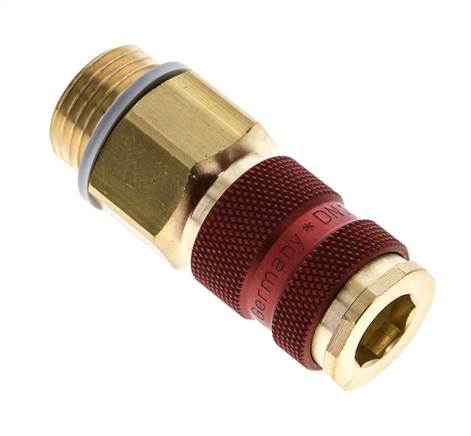 Brass DN 7.2 (Euro) Red-Coded Air Coupling Socket G 1/2 inch Male