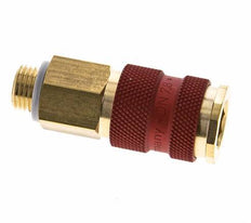 Brass DN 7.2 (Euro) Red-Coded Air Coupling Socket G 1/4 inch Male