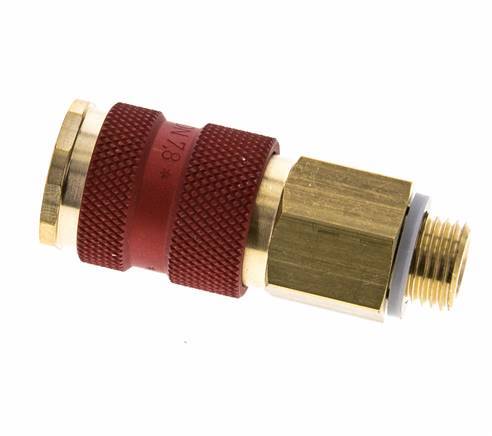 Brass DN 7.2 (Euro) Red-Coded Air Coupling Socket G 1/4 inch Male