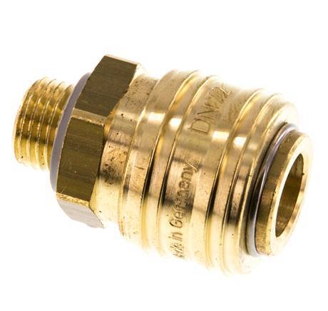 Brass DN 7.2 (Euro) Air Coupling Socket G 1/4 inch Male Double Shut-Off