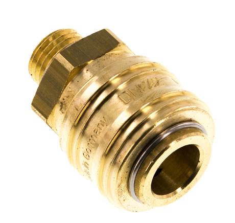Brass DN 7.2 (Euro) Air Coupling Socket G 1/4 inch Male Double Shut-Off