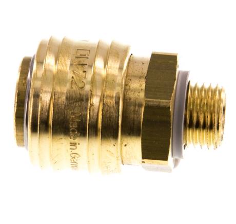 Brass DN 7.2 (Euro) Air Coupling Socket G 1/4 inch Male Double Shut-Off