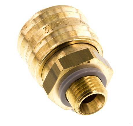 Brass DN 7.2 (Euro) Air Coupling Socket G 1/4 inch Male Double Shut-Off