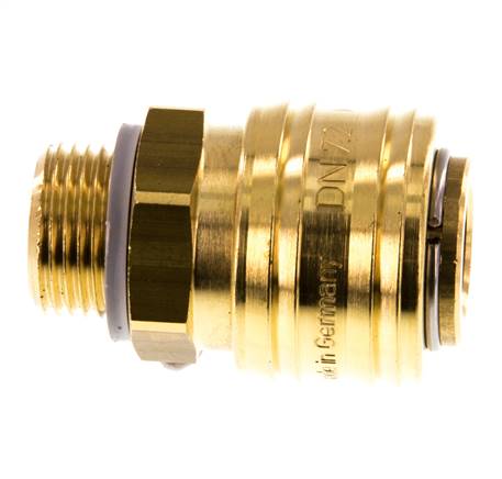Brass DN 7.2 (Euro) Air Coupling Socket G 3/8 inch Male Double Shut-Off