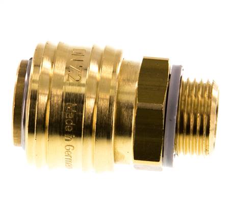 Brass DN 7.2 (Euro) Air Coupling Socket G 3/8 inch Male Double Shut-Off