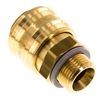 Brass DN 7.2 (Euro) Air Coupling Socket G 3/8 inch Male Double Shut-Off