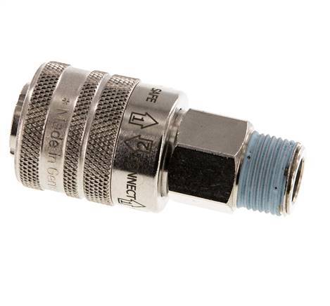 Nickel-plated Brass DN 7.8 Safety Air Coupling Socket R 3/8 inch Male