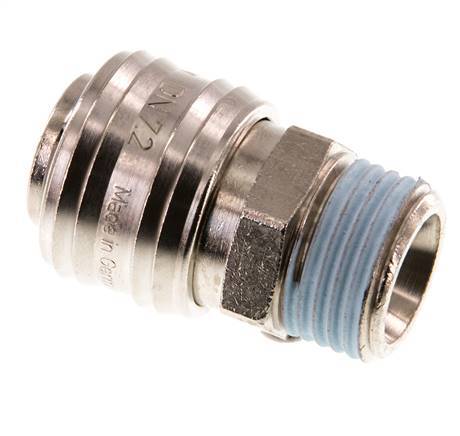 Nickel-plated Brass DN 7.2 (Euro) Air Coupling Socket G 1/2 inch Male Double Shut-Off