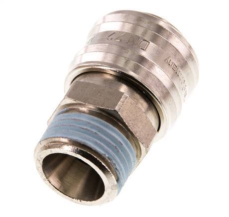 Nickel-plated Brass DN 7.2 (Euro) Air Coupling Socket G 1/2 inch Male Double Shut-Off