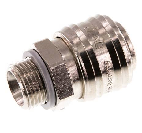 Nickel-plated Brass DN 7.2 (Euro) Air Coupling Socket G 3/8 inch Male Double Shut-Off