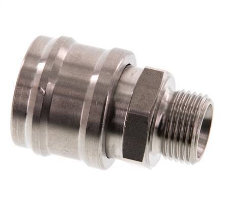 Stainless steel DN 7.2 (Euro) Air Coupling Socket G 3/8 inch Male Double Shut-Off