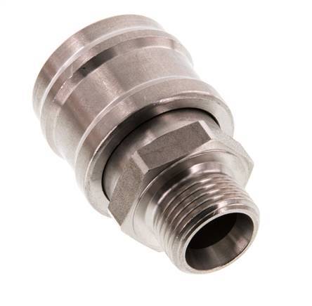 Stainless steel DN 7.2 (Euro) Air Coupling Socket G 3/8 inch Male Double Shut-Off