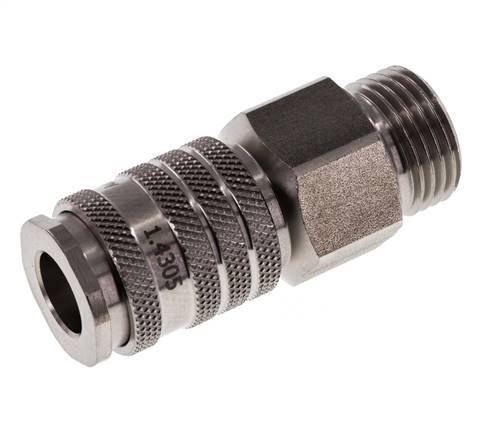 Stainless steel DN 7.8 Air Coupling Socket G 1/2 inch Male Double Shut-Off