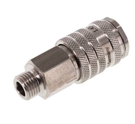 Stainless steel DN 7.8 Air Coupling Socket G 1/4 inch Male Double Shut-Off