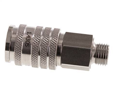 Stainless steel DN 7.8 Air Coupling Socket G 1/4 inch Male Double Shut-Off