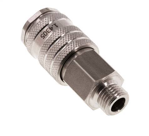 Stainless steel DN 7.8 Air Coupling Socket G 1/4 inch Male Double Shut-Off
