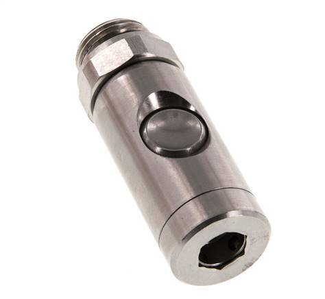 Stainless Steel 316L DN 7.4 Safety Air Coupling Socket With Push Button G 1/2 inch Male