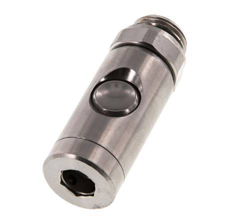 Stainless Steel 316L DN 7.4 Safety Air Coupling Socket With Push Button G 1/2 inch Male