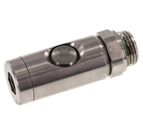 Stainless Steel 316L DN 7.4 Safety Air Coupling Socket With Push Button G 1/2 inch Male