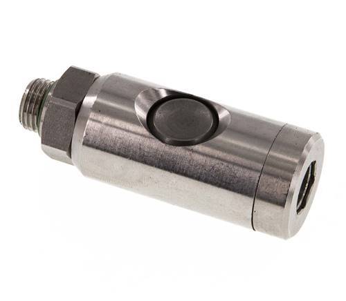 Stainless Steel 316L DN 7.4 Safety Air Coupling Socket With Push Button G 1/4 inch Male