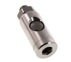 Stainless Steel 316L DN 7.4 Safety Air Coupling Socket With Push Button G 1/4 inch Male