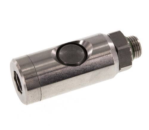 Stainless steel 306L DN 7.4 Safety Air Coupling Socket with Push Button G 1/4 inch Male