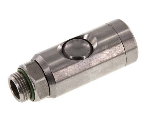 Stainless Steel 316L DN 7.4 Safety Air Coupling Socket With Push Button G 3/8 inch Male