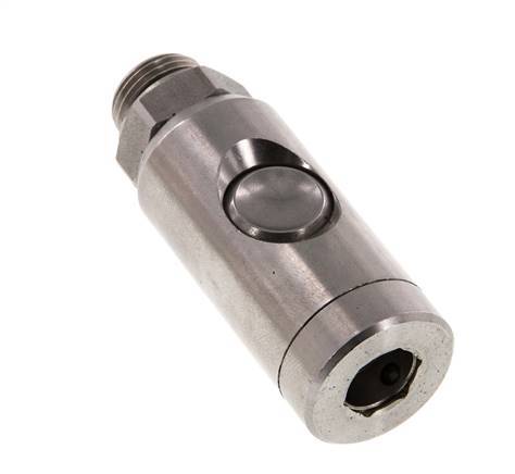 Stainless Steel 316L DN 7.4 Safety Air Coupling Socket With Push Button G 3/8 inch Male