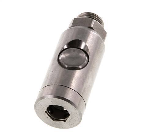 Stainless Steel 316L DN 7.4 Safety Air Coupling Socket With Push Button G 3/8 inch Male