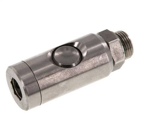 Stainless Steel 316L DN 7.4 Safety Air Coupling Socket With Push Button G 3/8 inch Male