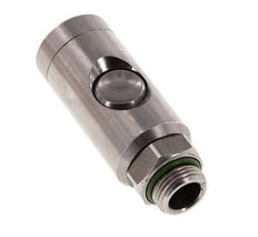 Stainless Steel 316L DN 7.4 Safety Air Coupling Socket With Push Button G 3/8 inch Male