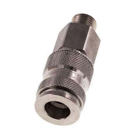 Stainless Steel 316L DN 7.8 Air Coupling Socket G 1/4 inch Male Double Shut-Off