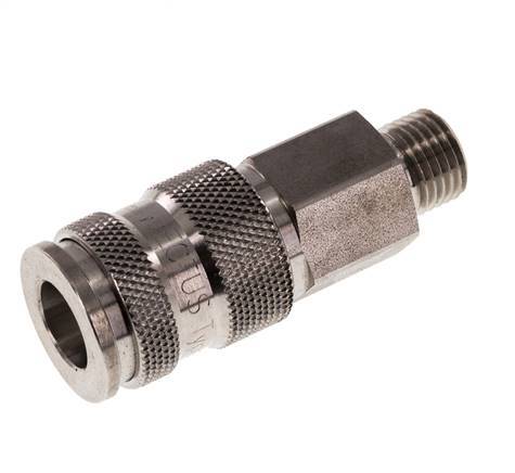 Stainless steel 306L DN 7.8 Air Coupling Socket G 1/4 inch Male Double Shut-Off