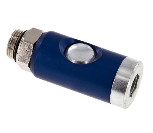 Hardened steel DN 7.4 Safety Air Coupling Socket with Push Button G 3/8 inch Male
