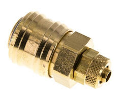 Brass DN 7.2 (Euro) Air Coupling Socket 6x8 mm Union Nut Double Shut-Off