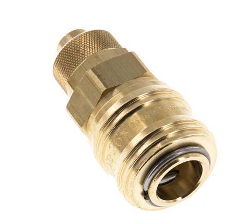 Brass DN 7.2 (Euro) Air Coupling Socket 9x12 mm Union Nut Double Shut-Off