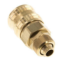 Brass DN 7.2 (Euro) Air Coupling Socket 9x12 mm Union Nut Double Shut-Off