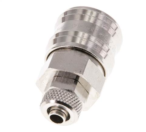 Nickel-plated Brass DN 7.2 (Euro) Air Coupling Socket 6x8 mm Union Nut Double Shut-Off