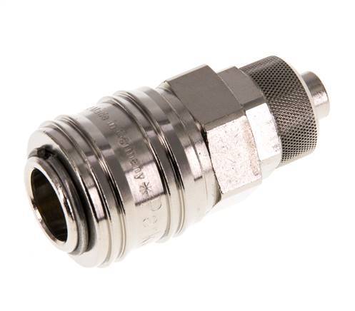 Nickel-plated Brass DN 7.2 (Euro) Air Coupling Socket 8x10 mm Union Nut Double Shut-Off